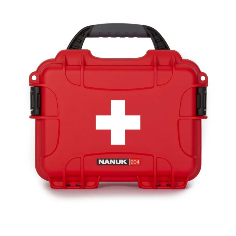 Nanuk 904 Case 904 empty – w/First Aid Logo - Red